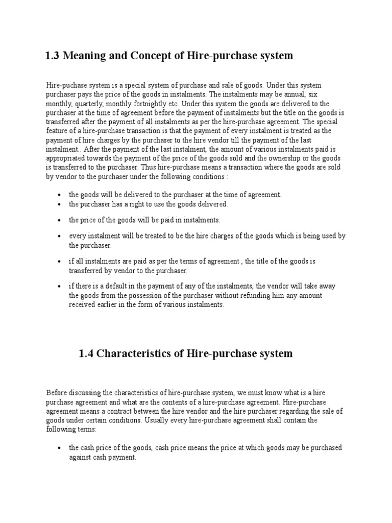 Meaning of Hire Purchase | PDF | Law Of Obligations | Private Law