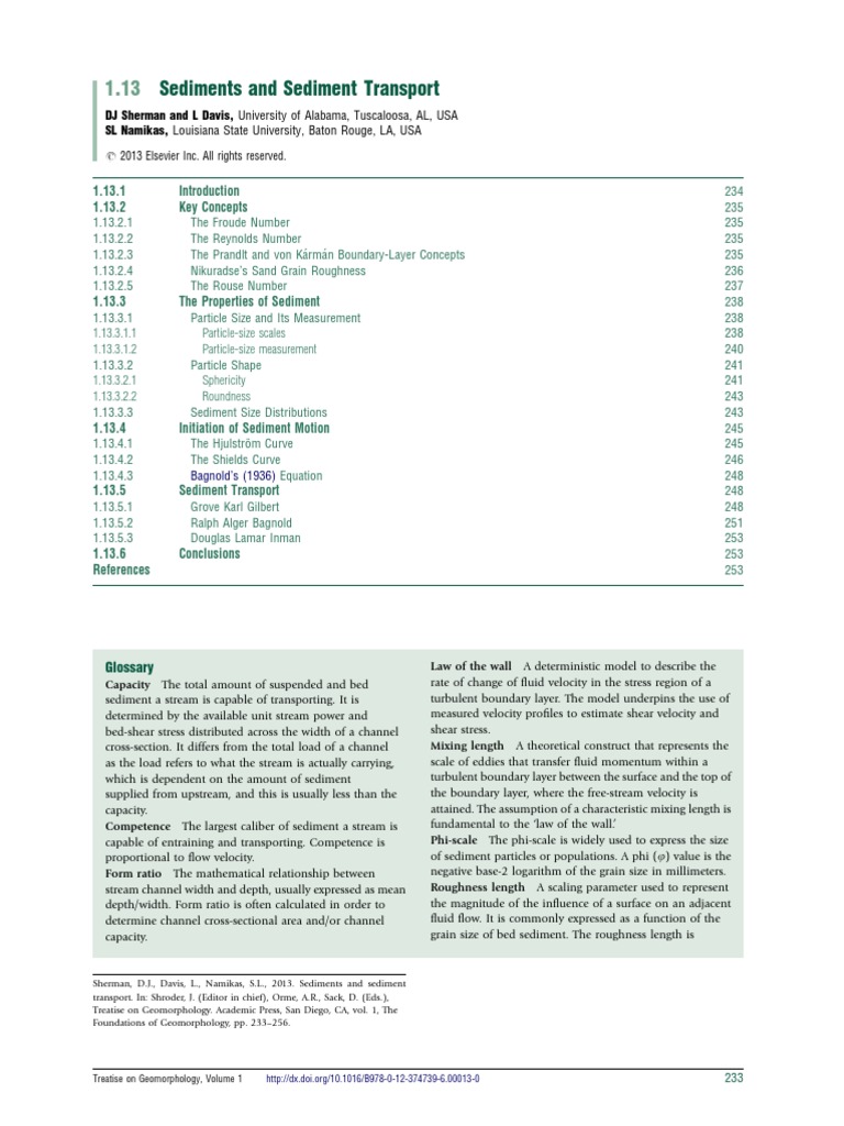Sediment Transport Fundamentals | PDF | Boundary Layer | Reynolds Number