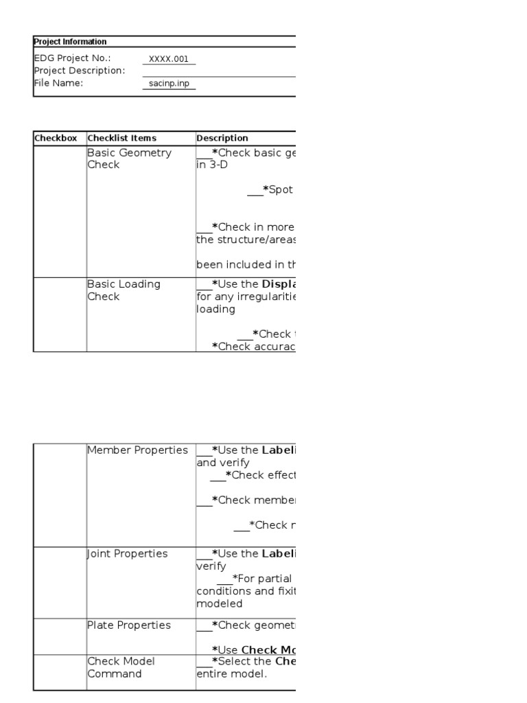 Quality Enhancement Checklists | Structural Load | Deep ...