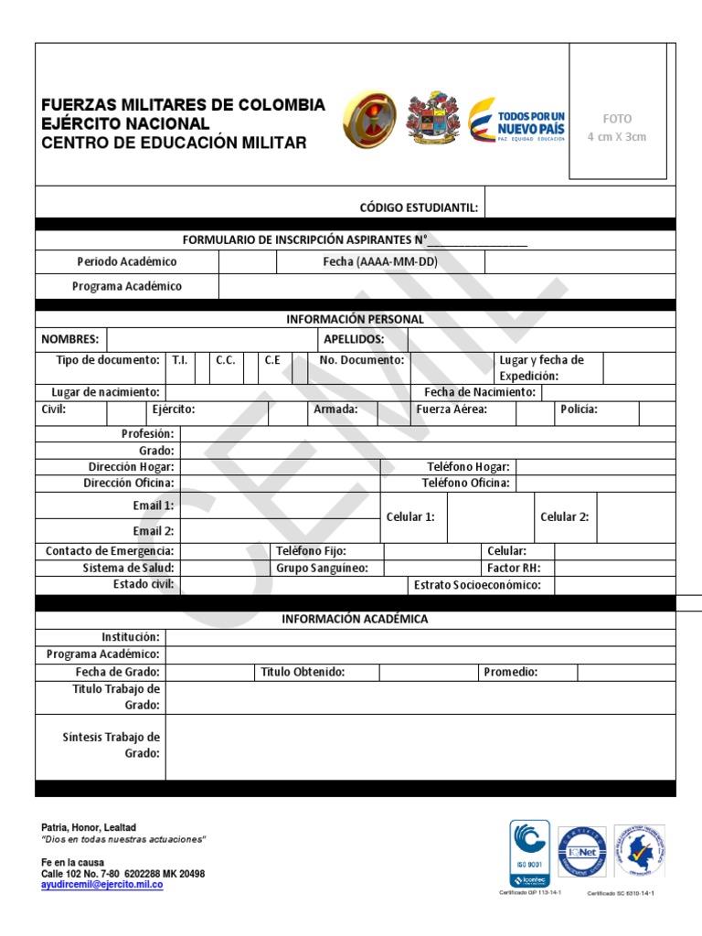 Formulario de Inscripción Cemil 2016 | PDF | Conflicto armado