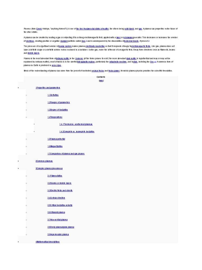 Plasma | PDF | Plasma (Physics) | Plasma Physics