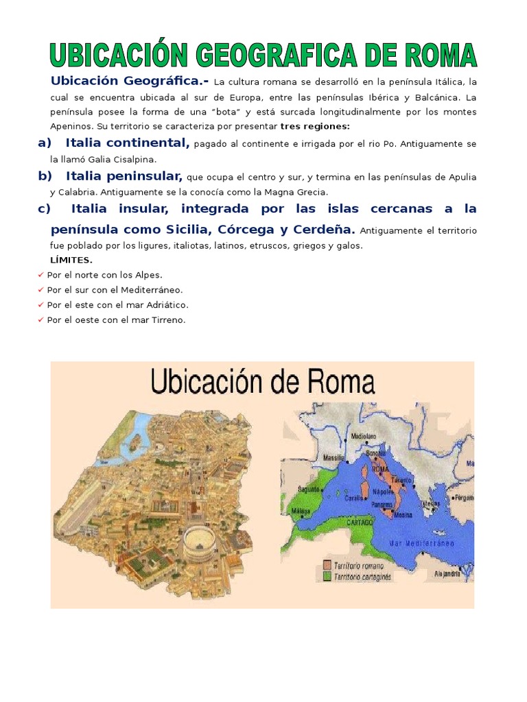 Ubicación Geográfica de ROMA Roma antigua Europa antigua