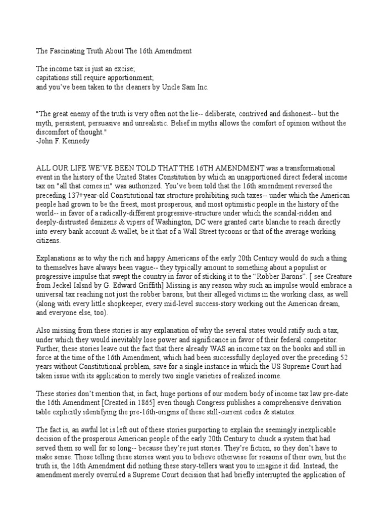 Understanding the 16th Amendment's Impact | PDF | Direct Tax | Taxes