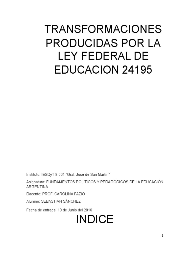 Impacto de la Ley Federal 24195 en Educación | PDF | Educación ...