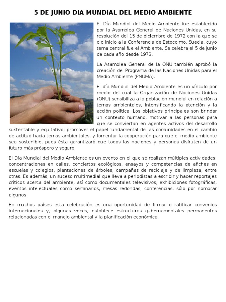 5 de Junio Dia Mundial Del Medio Ambiente | PDF | Política