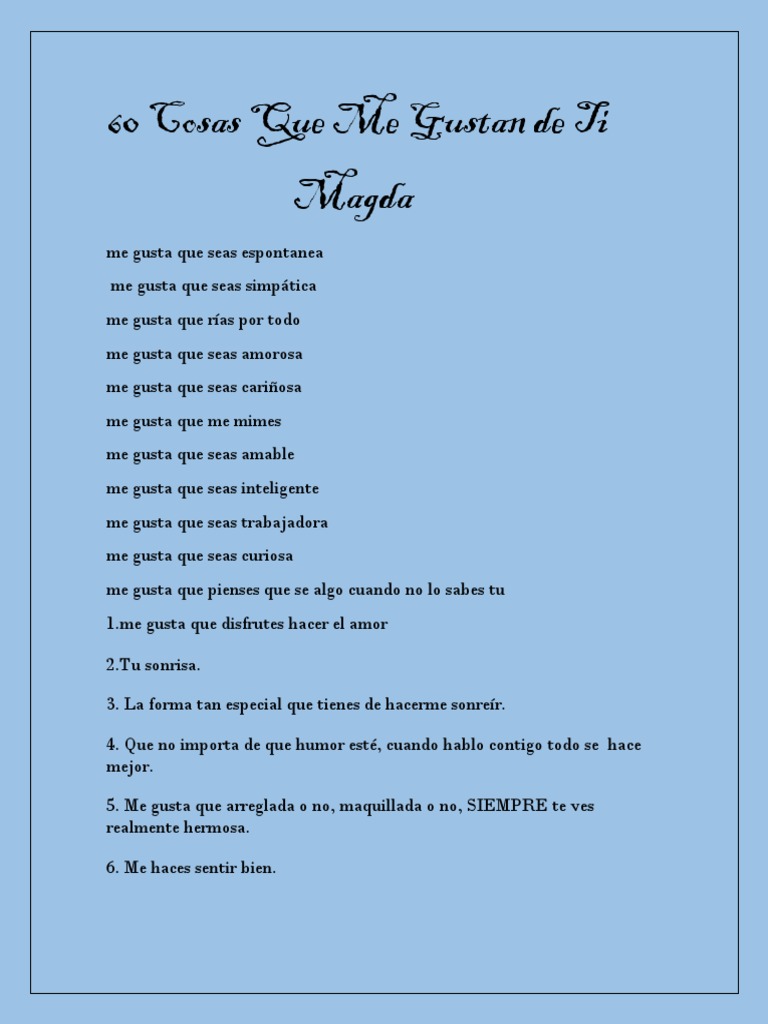 60 Cosas Que Me Gustan de Ti Magda | PDF | Ocio, image size:768x1024