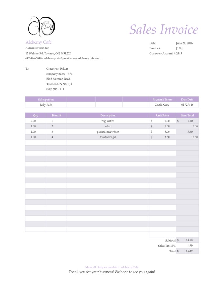 Alchemysalesinvoice | PDF