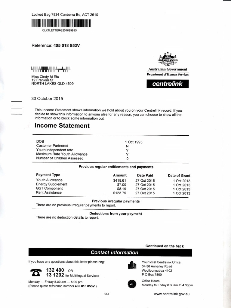 Centrelink Income Statement Overview | PDF | Income | Taxation