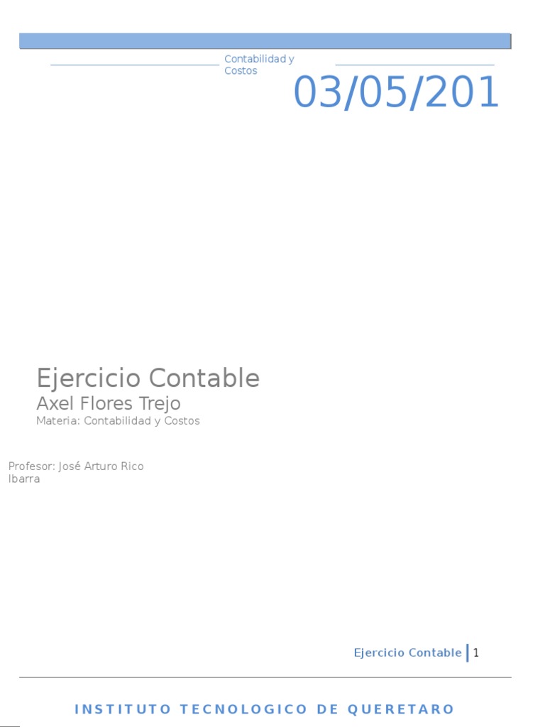 Ejercicio Contable en Contabilidad y Costos | PDF | Estado de ...