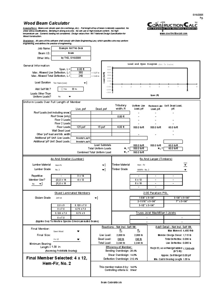 Wood Beam Calculator General Information PDF Lumber Beam (Structure)