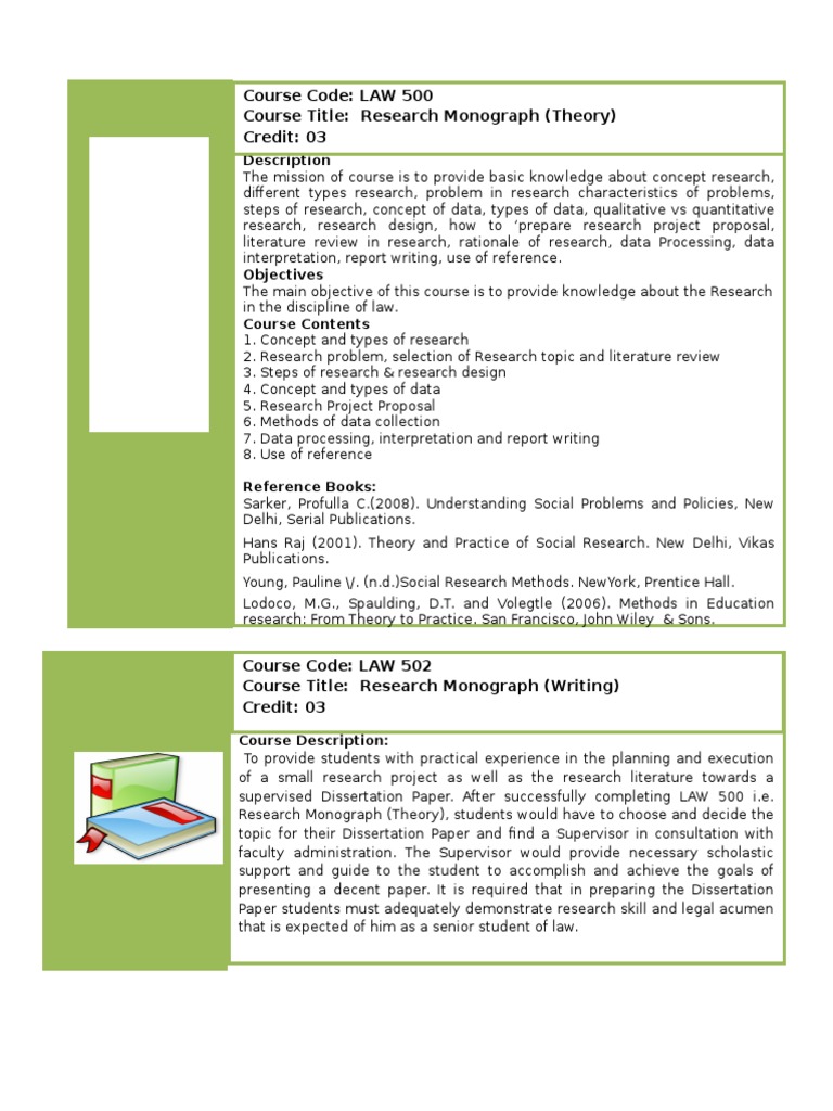 Research Monograph Course Overview | PDF
