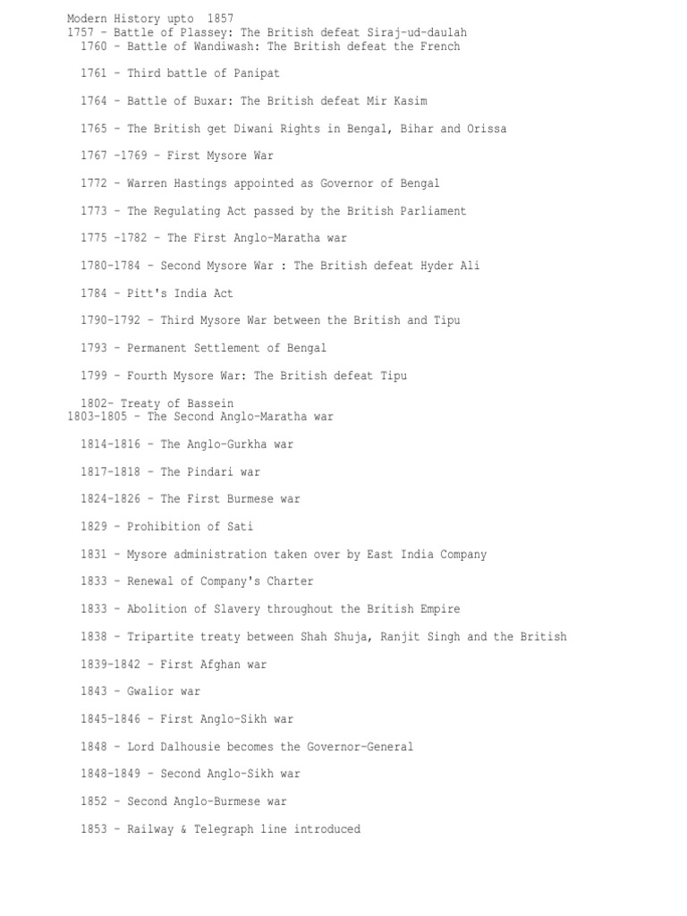 Key Battles in Modern Indian History | PDF | Partition Of India ...