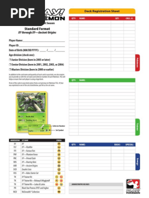Pokmon TCG Deck Registration Sheet | PDF