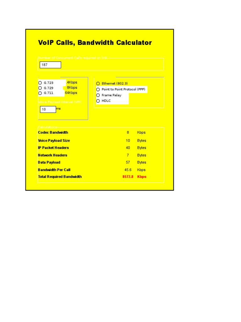 Voi P Calls Bandwidth Calculator Prot | PDF | Internet Standards ...