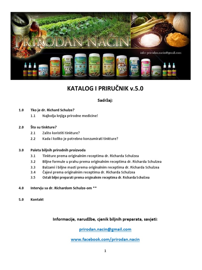 Katalog Prirodan Nacin I Dr Schulze V 5 0 Bez Sh Pdf