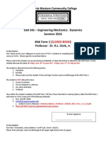 VWCC EGR 245 Dynamics Mid-Term 1 Proctored Exam
