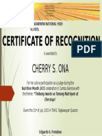 Sample certificate