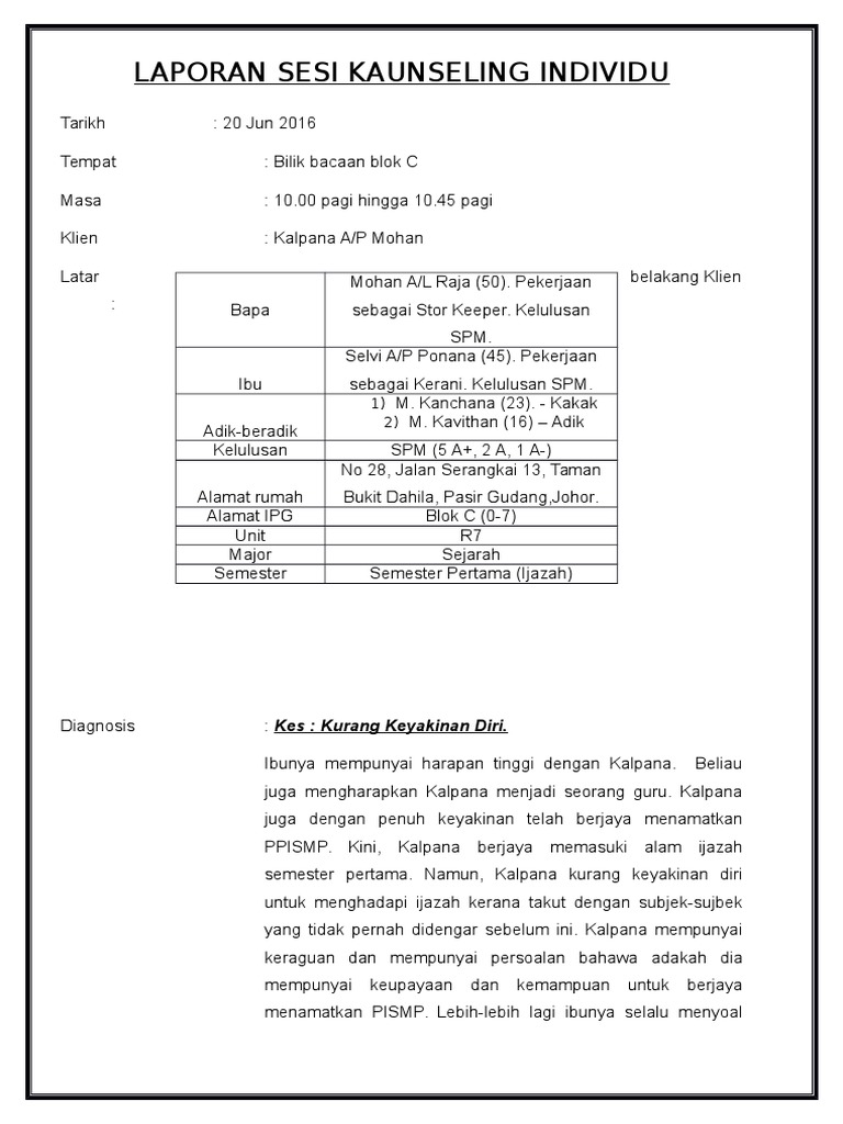 Laporan Sesi Kaunseling Individu - Sesi Kaunseling Individu - YouTube