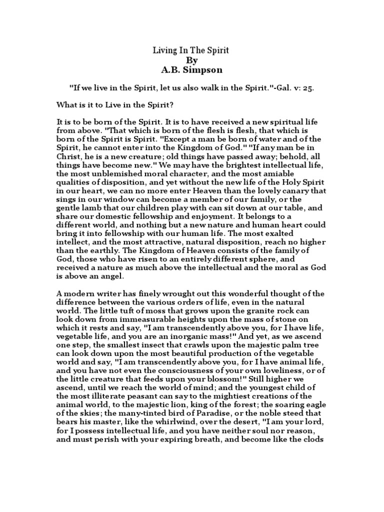 Living in The Spirit | PDF | Eternal Life (Christianity) | Jesus
