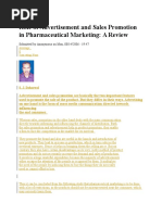 Role of Advertisement and Sales Promotion in Pharmaceutical Marketing