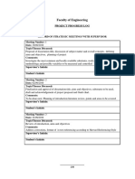 Faculty of Engineering: Project Progress Log