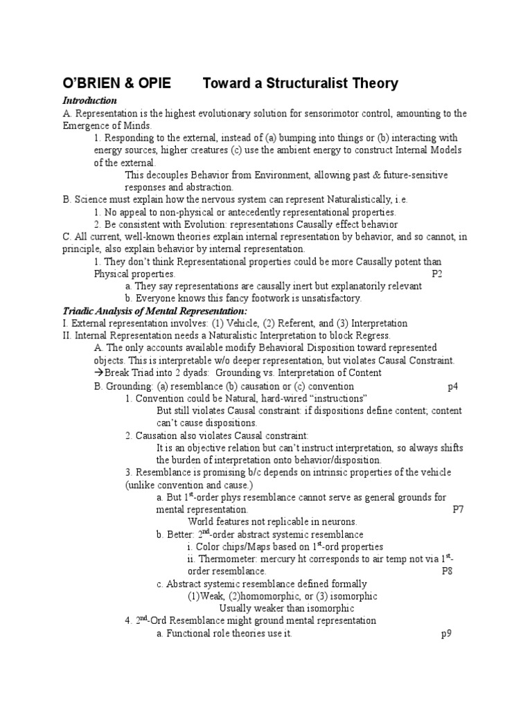 Structuralist Theory of Mental Representation | PDF | Causality | Concept
