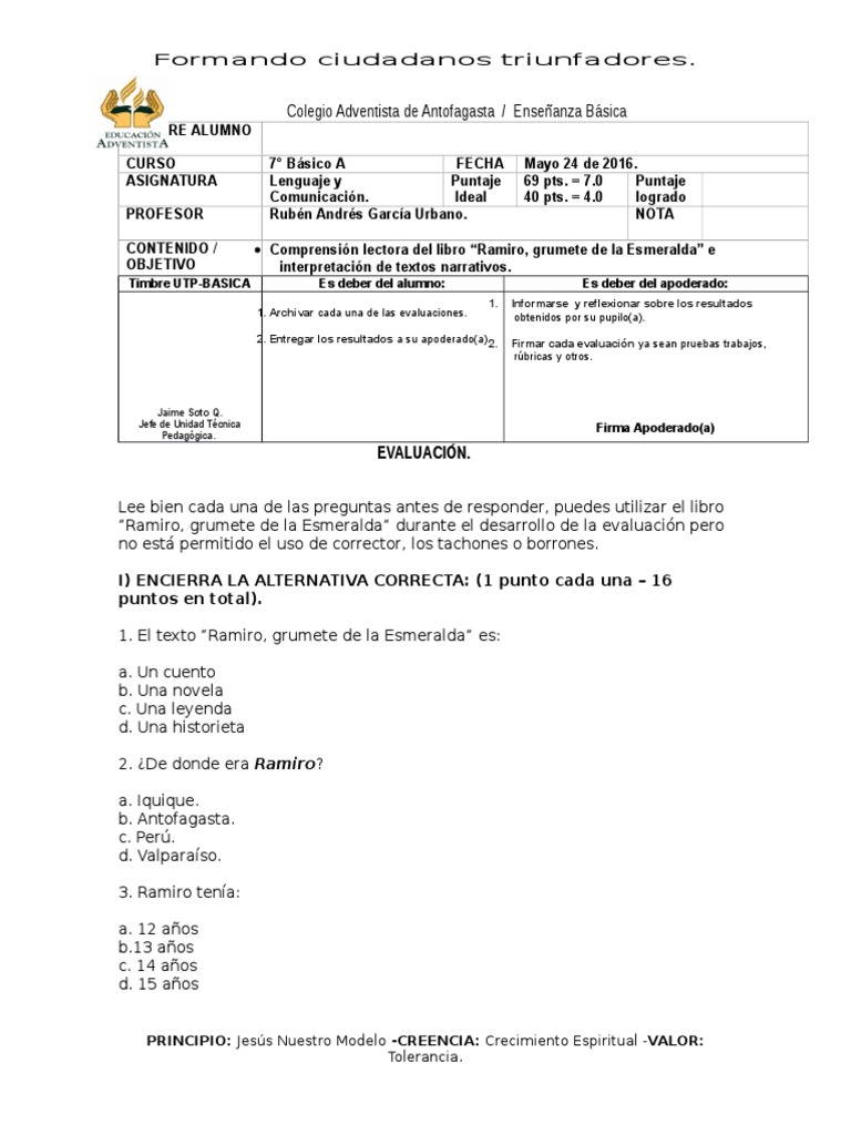 Ramiro Grumete de La Esmeralda.  Disturbios  Conflicto 