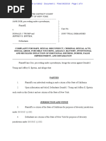 Donald Trump & Jeffrey Epstein Rape Lawsuit and Affidavits