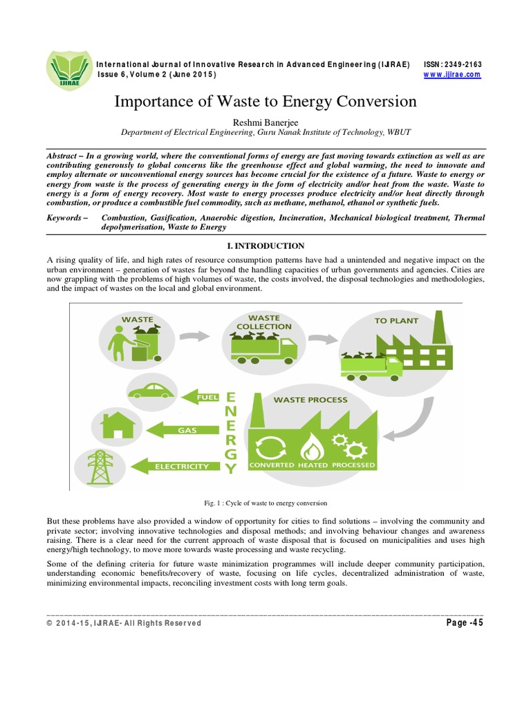 Importance of Waste to Energy Conversion Incineration Gasification