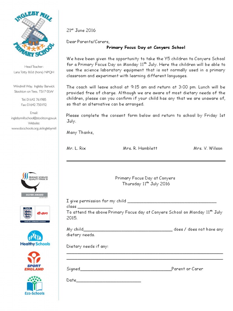 Primary Focus Day Consent Form | PDF