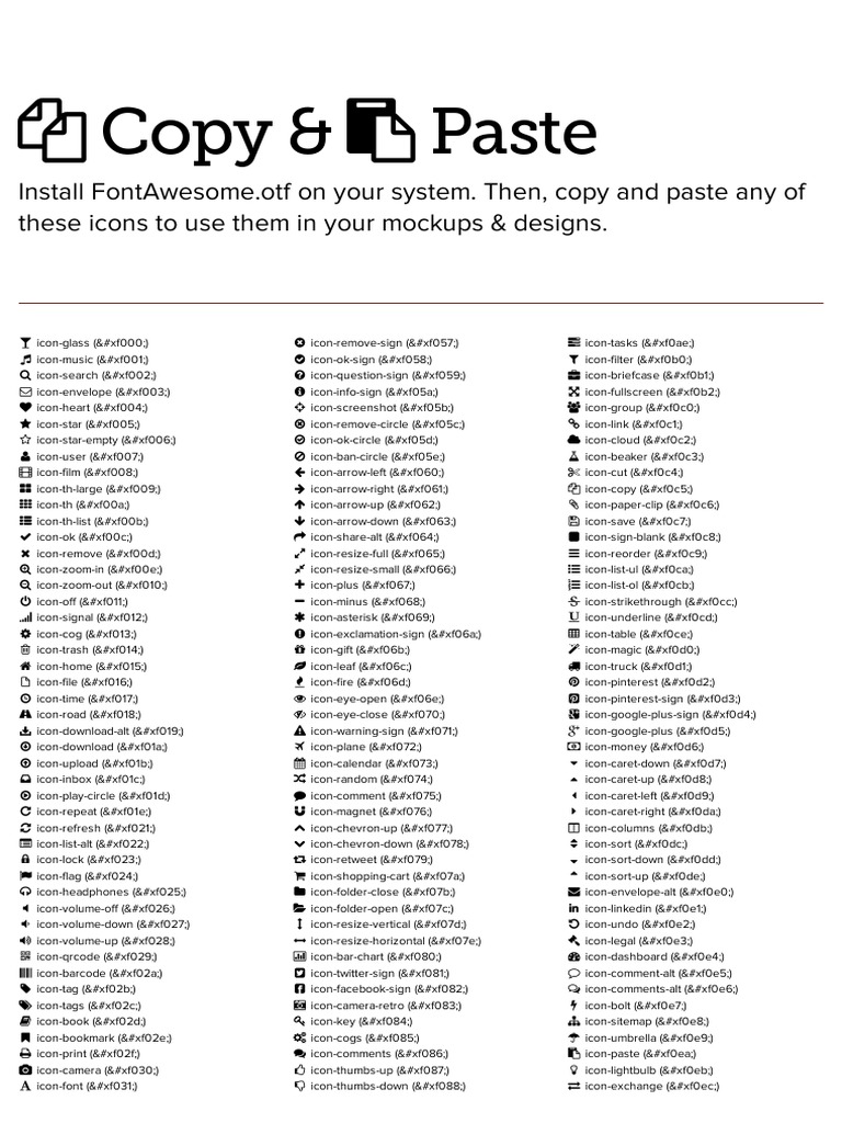Font Awesome Copy Paste Pdf