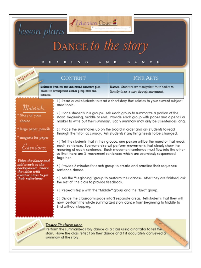 Dance-Based Story Summary Lesson | PDF | Language Arts & Discipline