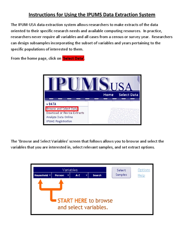 IPUMS Data Extraction System Guide | PDF | Button (Computing ...