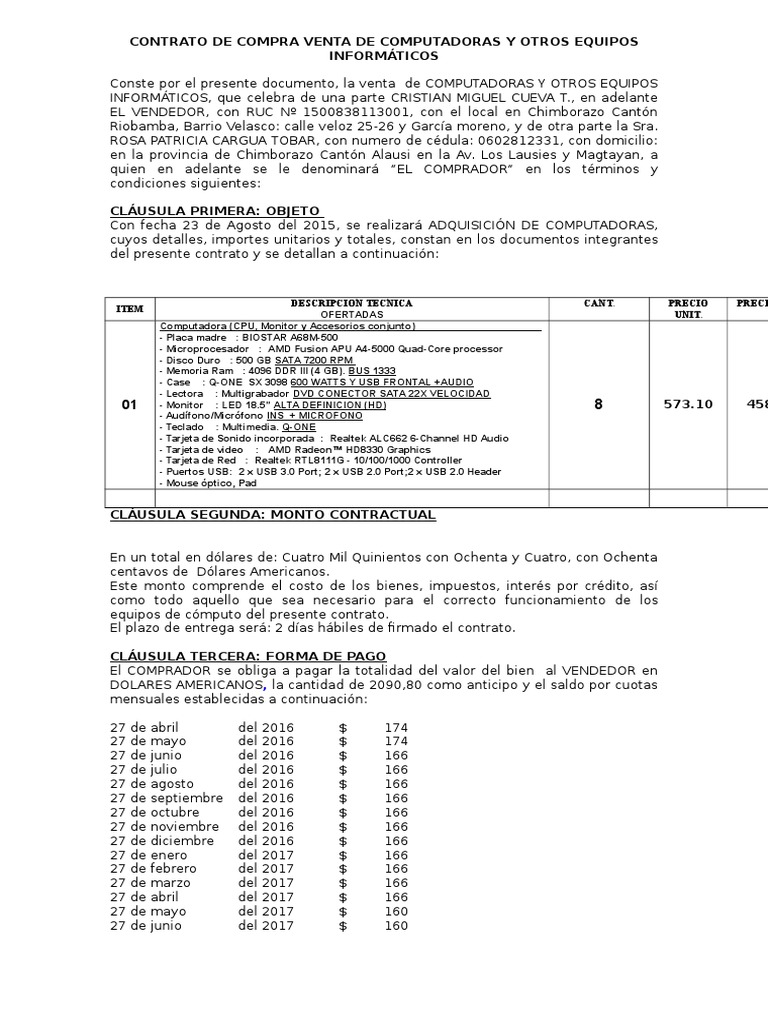Contrato U Orden de Compra o de Servicio | PDF | USB | Euro