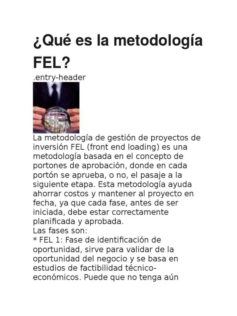 Metodología FEL en Gestión de Proyectos | PDF