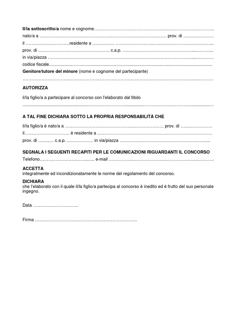 Modulo autorizzazione minori