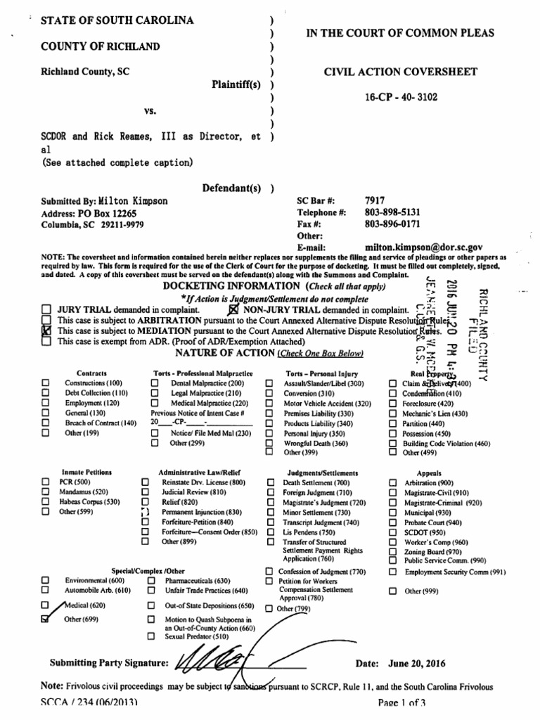 Richland County vs Dept of Revenue