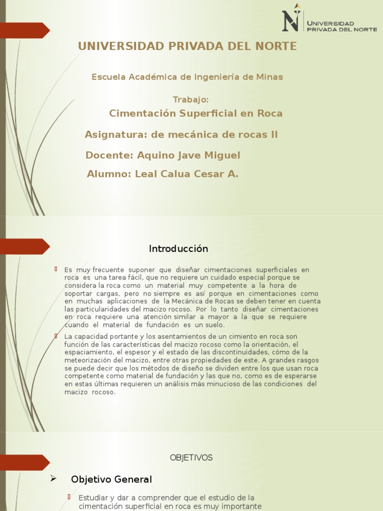 Cimentaciones Superficiales en Roca | PDF | Geología | Ciencias de la ...