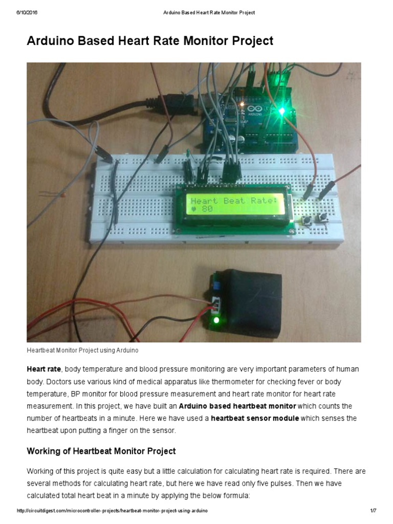 Arduino Based Heart Rate Monitor Project Heart Rate Pulse