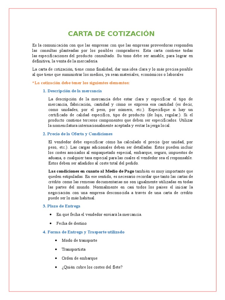 Carta de Cotización