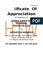 Certificate of Appreciation (Print)