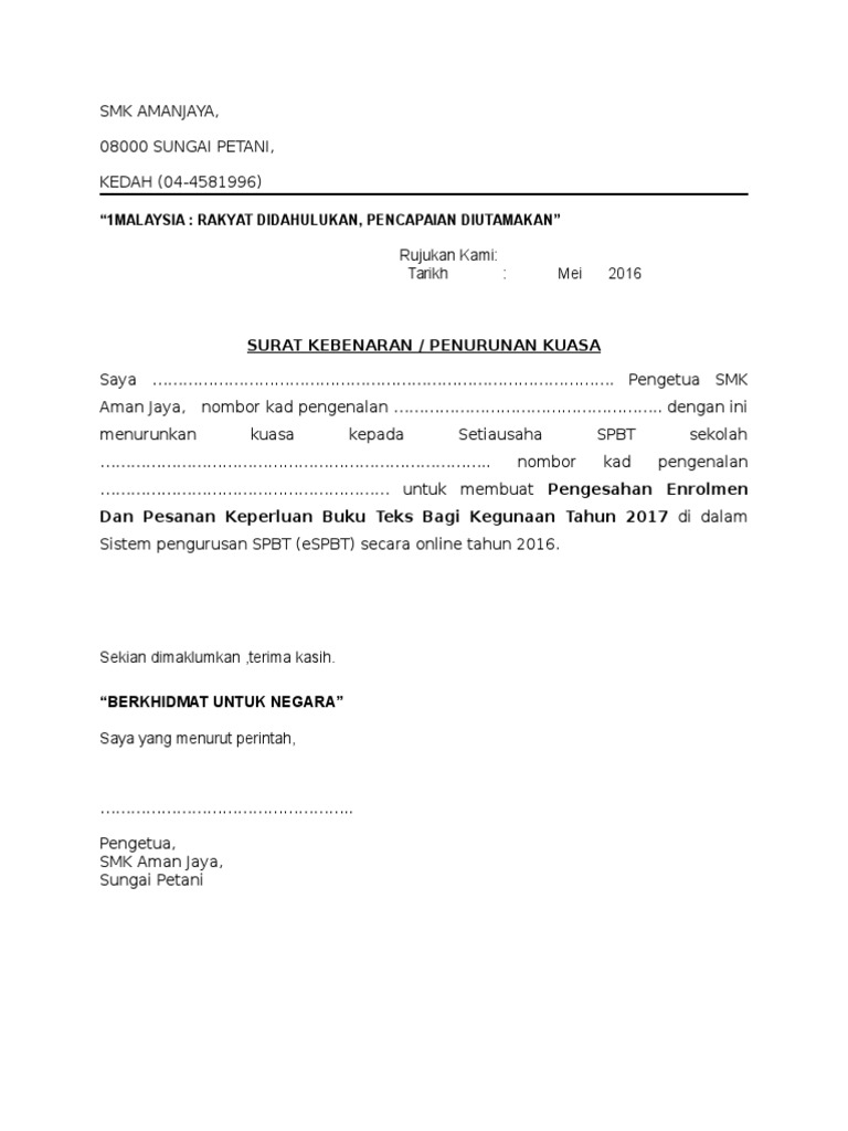 Contoh Surat Penutupan Akaun Telekom