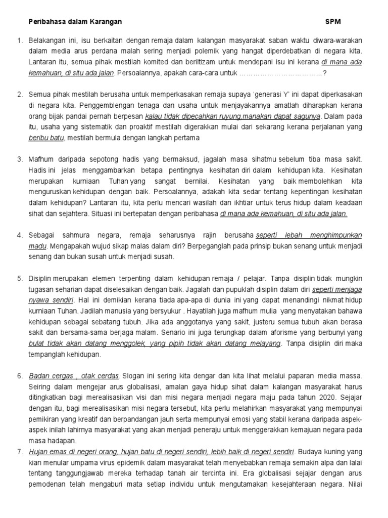 Peribahasa Dalam Karangan Spm Pdf