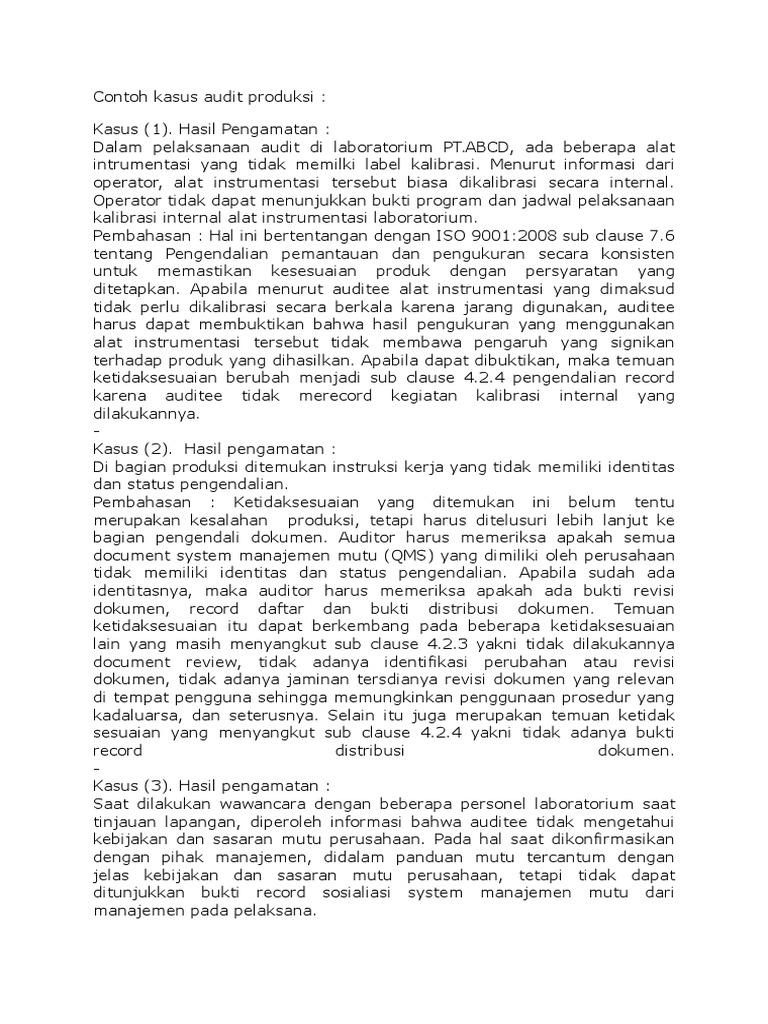 Contoh Kasus Audit Produksi