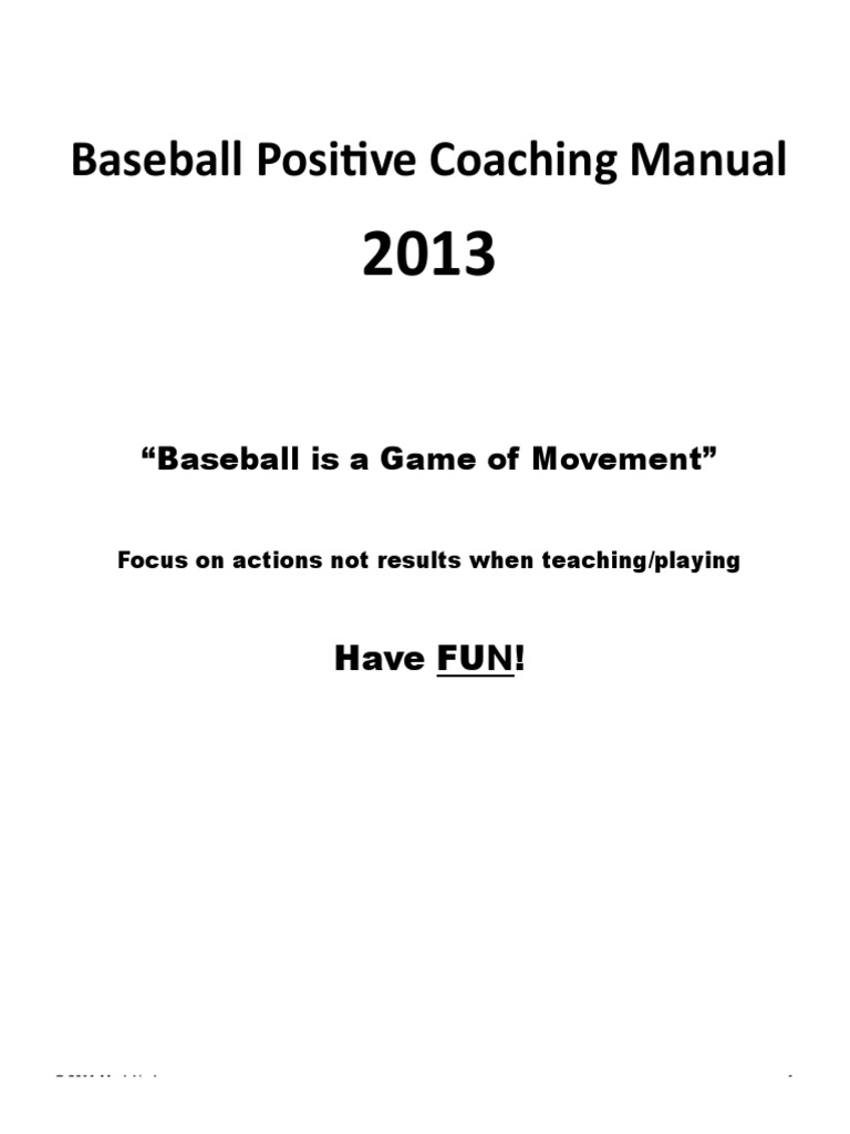 Baseball Positive Coaching Manual PDF | PDF | Batting (Baseball ...