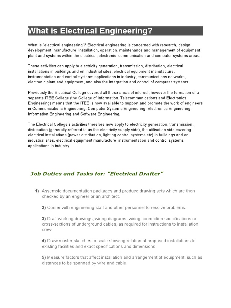 sample Job Description of Electrical Drafts Person sample Job Description of Electrical Drafts Person