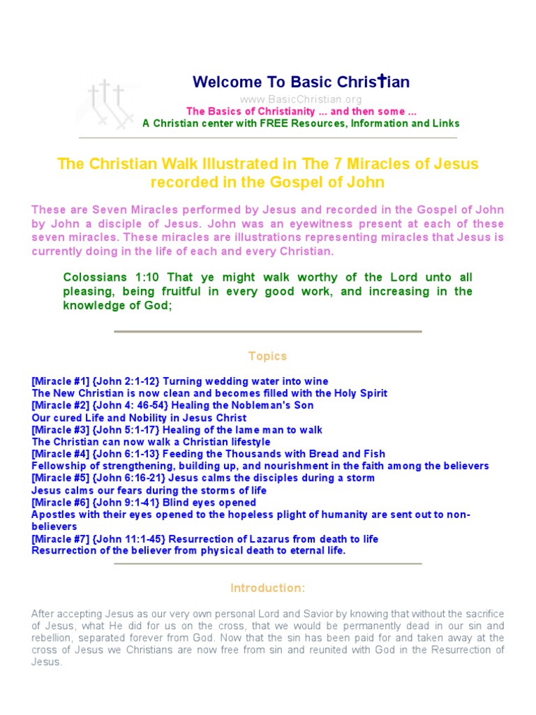 7 Miracles | PDF | Gospel Of John | Resurrection Of Jesus