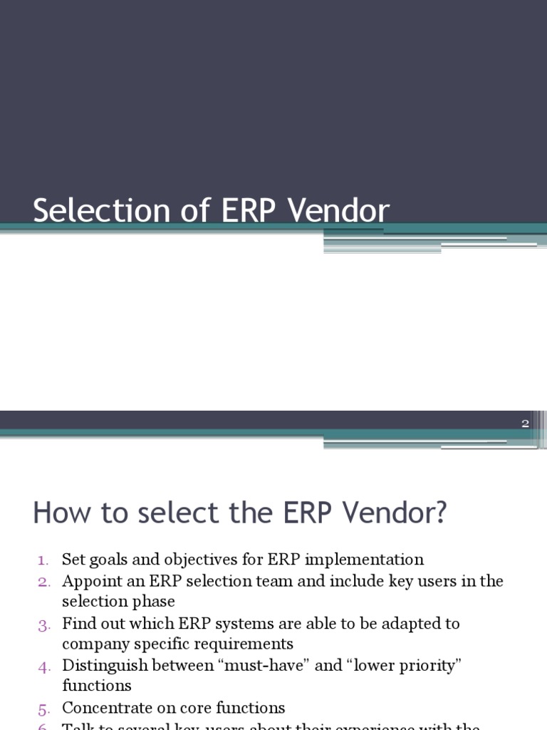 ERP Vendor Selection Guide | PDF