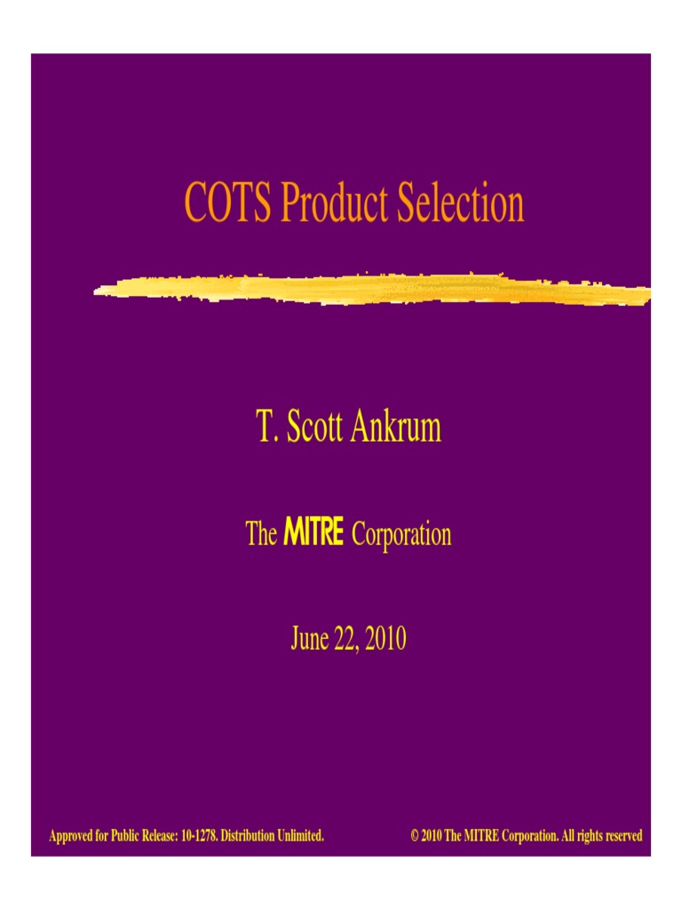 COTS Product Selection | PDF | Business