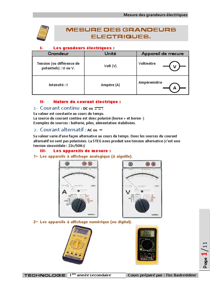 Outils de mesure de la consommation et des grandeurs électriques